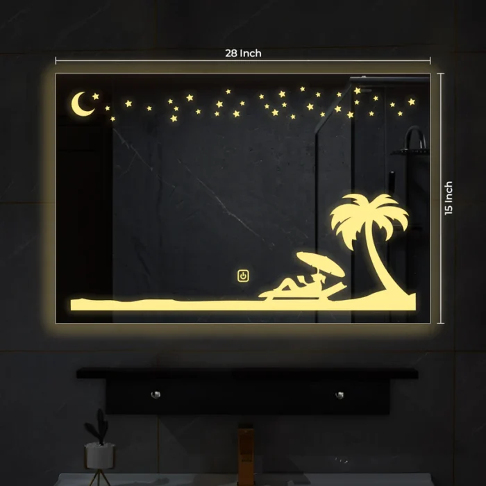 Beach Theme LED Bathroom Wall Mirror