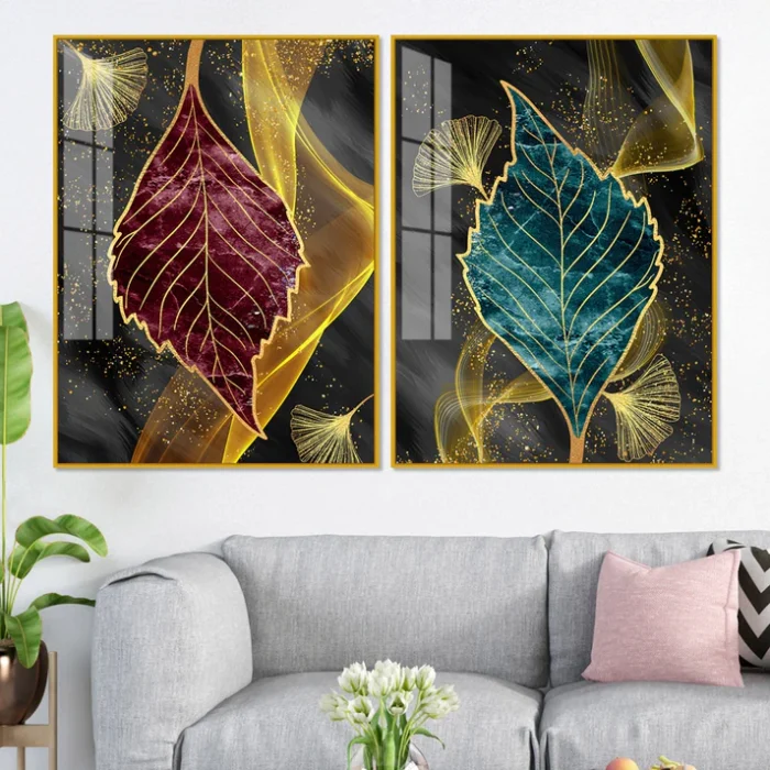 Leaf Shape Acrylic Wall Painting