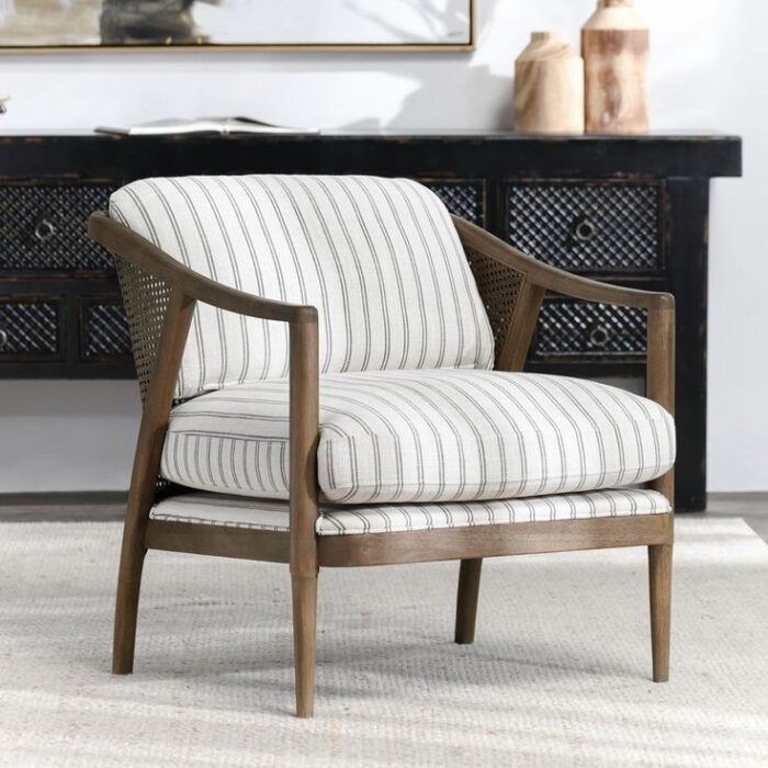 Elegant Floral-Patterned Accent Chair with Teal Velvet Cushion
